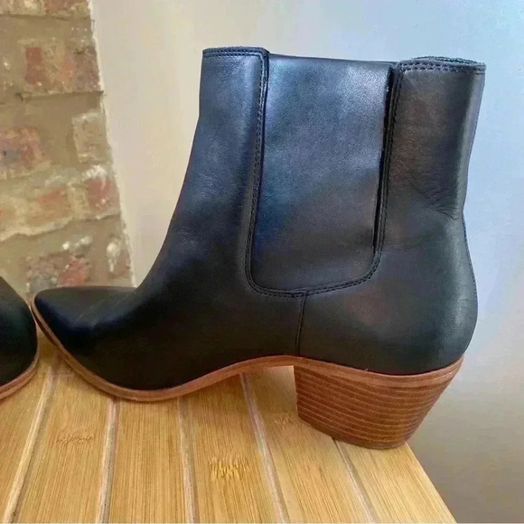 Sole Society Black Leather Cowboy Booties - Size 11M / 43 - Lolanna Pointed Toe - Picture 11 of 12